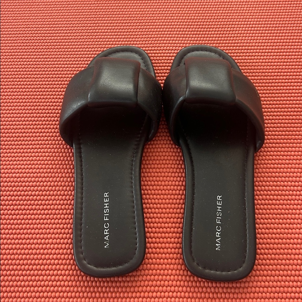 Marc Fisher Black Padded Slide Sandals
